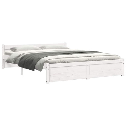 White Solid Wood King Size Bed Frame 150x200 cm Without Mattress