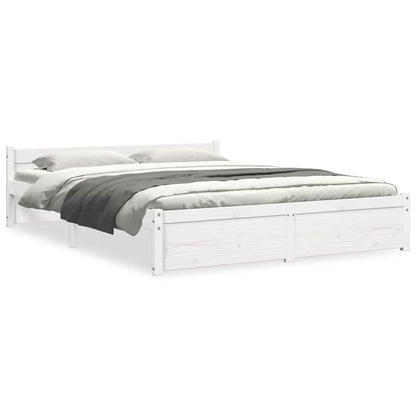 White Solid Wood Bed Frame 160x200 cm - No Mattress Included