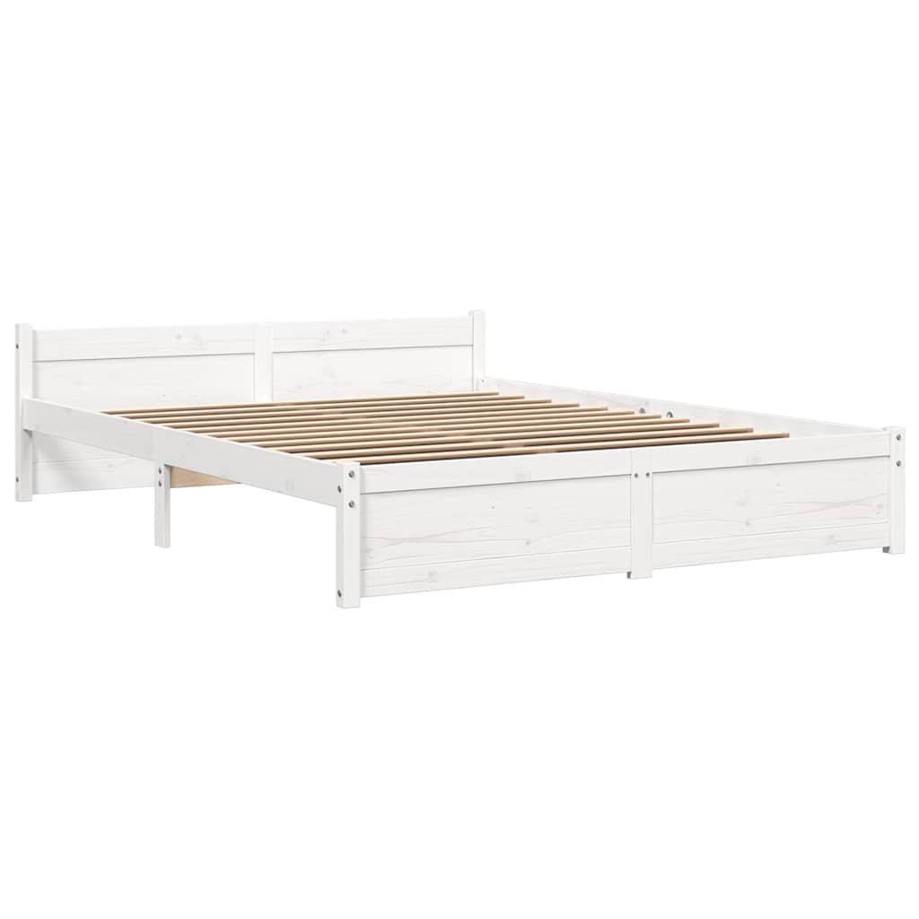 White Solid Wood Bed Frame 160x200 cm - No Mattress Included