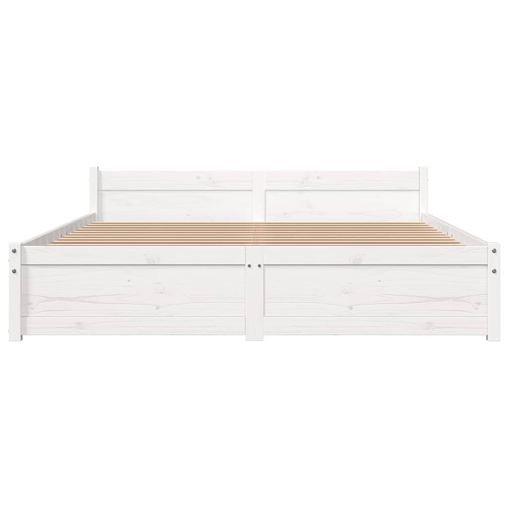 White Solid Wood Bed Frame 160x200 cm - No Mattress Included