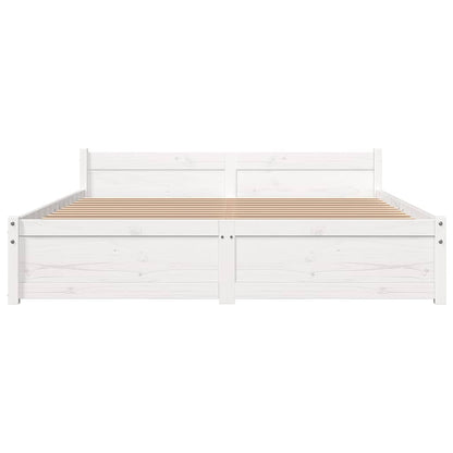 White Solid Wood Bed Frame 160x200 cm - No Mattress Included