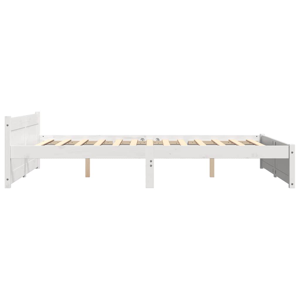 White Solid Wood Bed Frame 160x200 cm - No Mattress Included