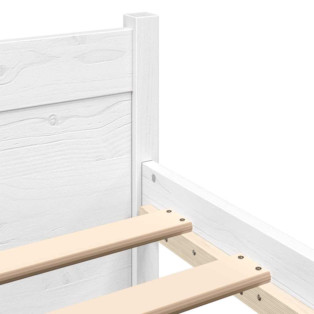 White Solid Wood Bed Frame 160x200 cm - No Mattress Included