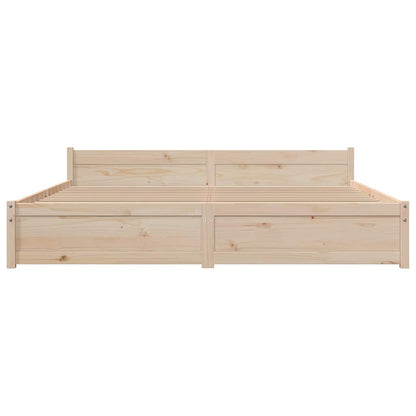 Solid Wood Bed Frame, 200x200 cm - Natural Finish, No Mattress