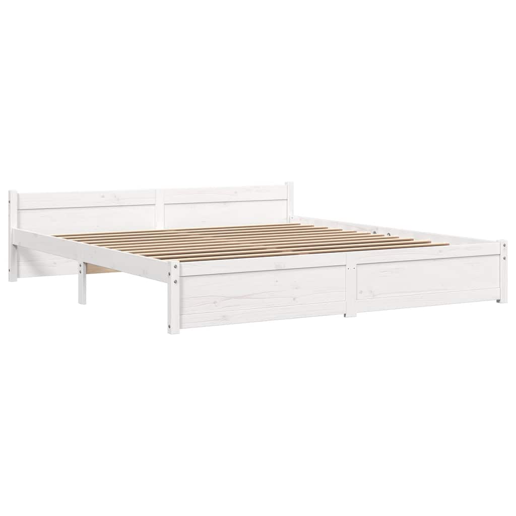 Bed Frame without Mattress White Solid Wood 200x200 cm