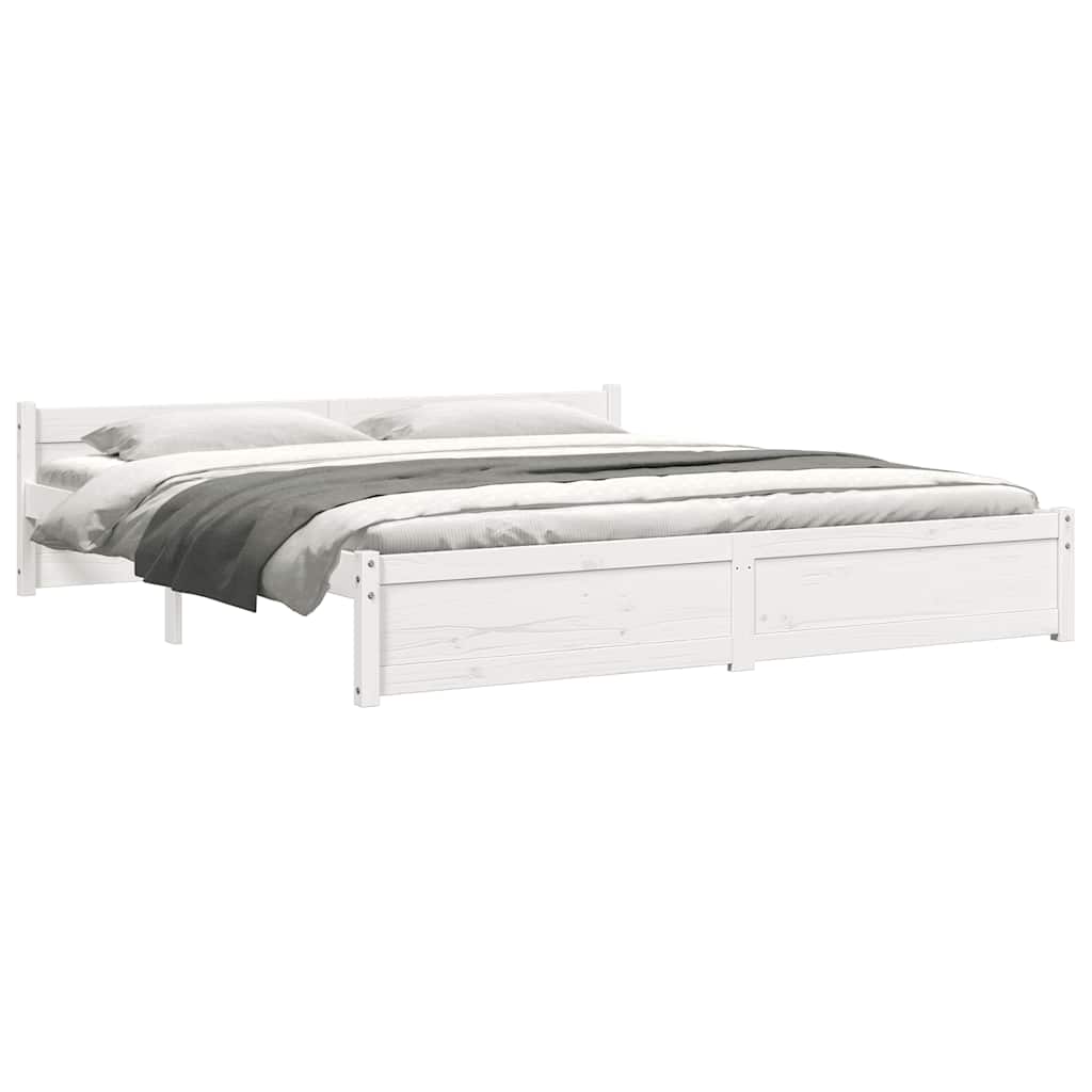 Bed Frame without Mattress White Solid Wood 200x200 cm