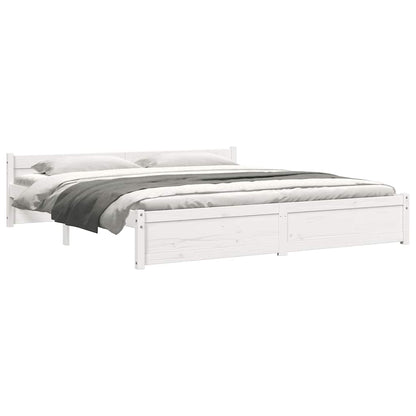 Bed Frame without Mattress White Solid Wood 200x200 cm
