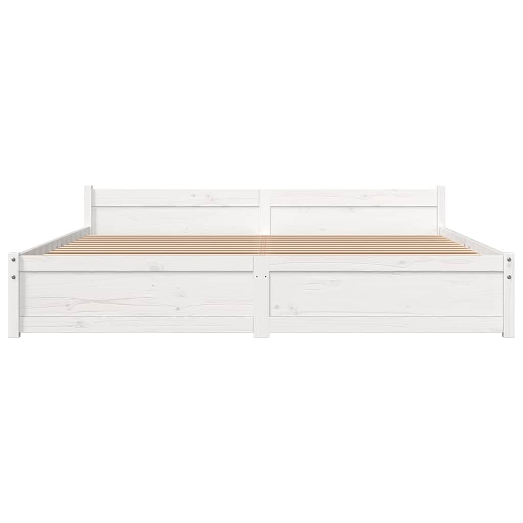 Bed Frame without Mattress White Solid Wood 200x200 cm
