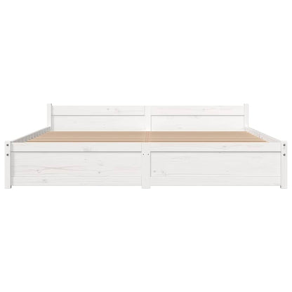 Bed Frame without Mattress White Solid Wood 200x200 cm