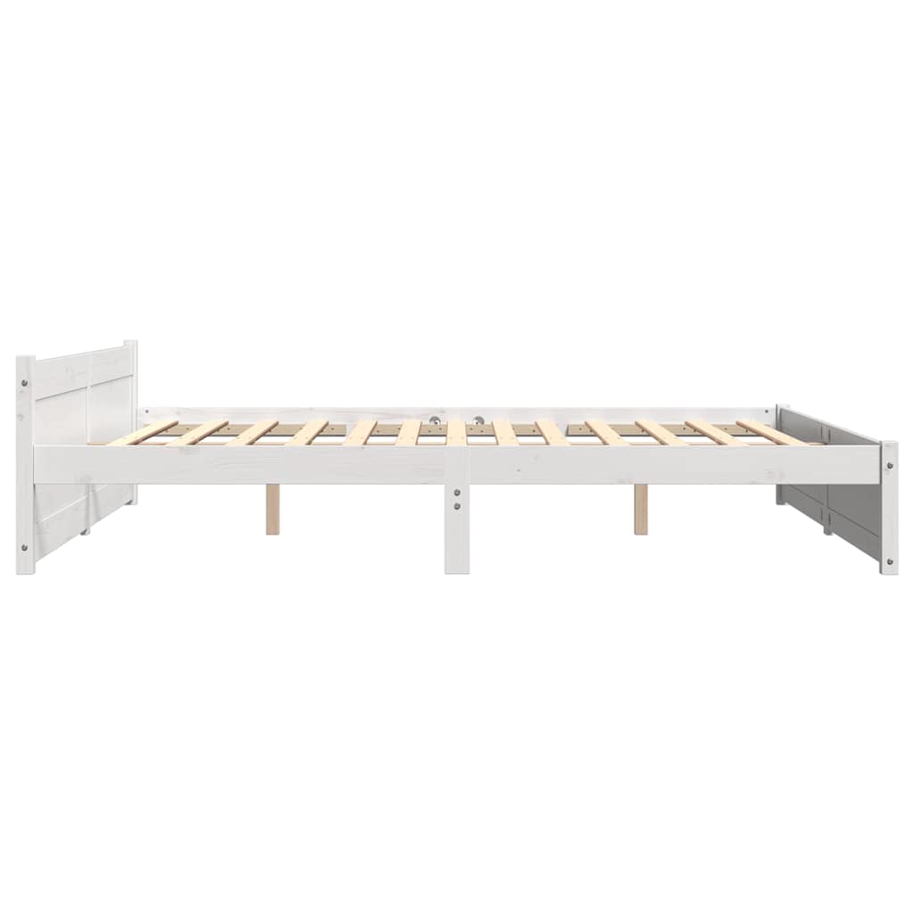 Bed Frame without Mattress White Solid Wood 200x200 cm