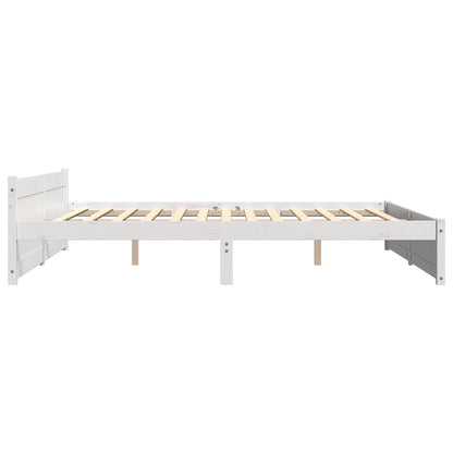 Bed Frame without Mattress White Solid Wood 200x200 cm
