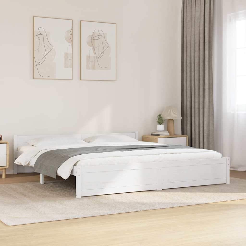 Bed Frame without Mattress White Solid Wood 200x200 cm