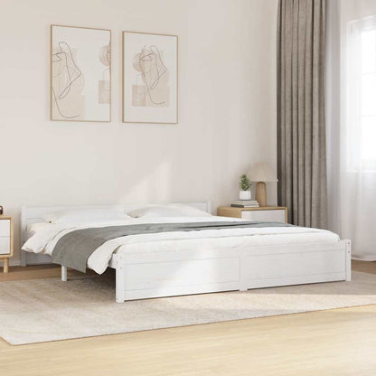 Bed Frame without Mattress White Solid Wood 200x200 cm