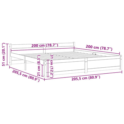 Bed Frame without Mattress Honey Brown Solid Wood 200x200 cm