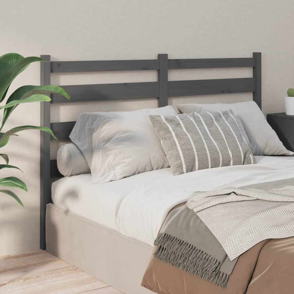 Solid Pine Bed Headboard - Grey 146x4x100 cm