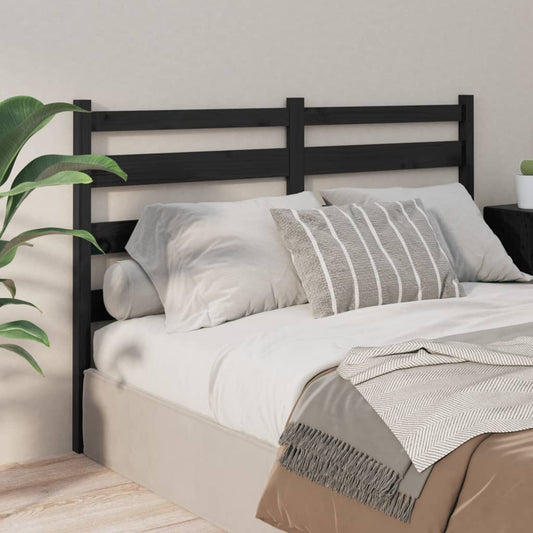 Solid Wood Pine Bed Headboard - Black 206x4x100 cm