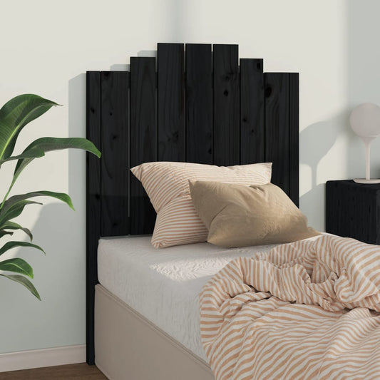 Solid Wood Pine Bed Headboard, Black, 81x4x110 cm