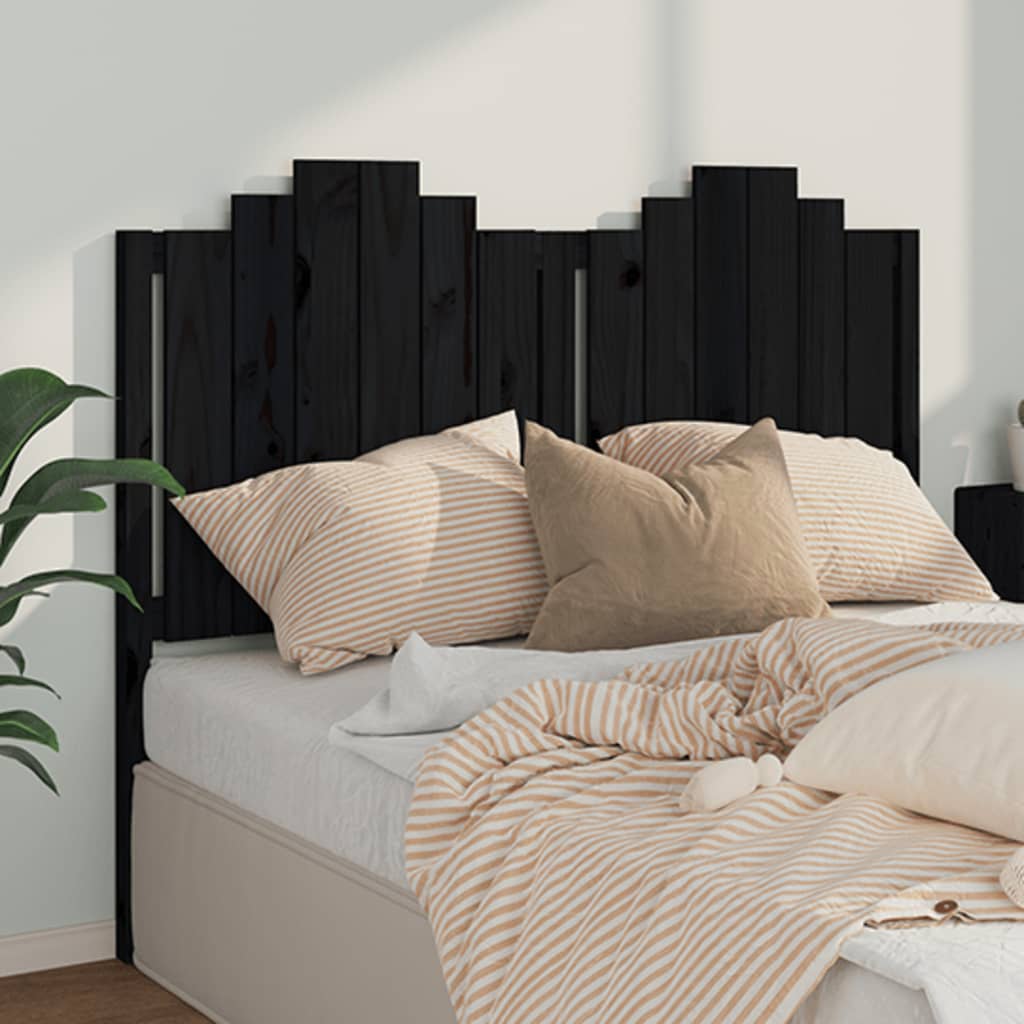 Elegant Black Pine Wood Headboard 146x4x110 cm - Solid & Stylish