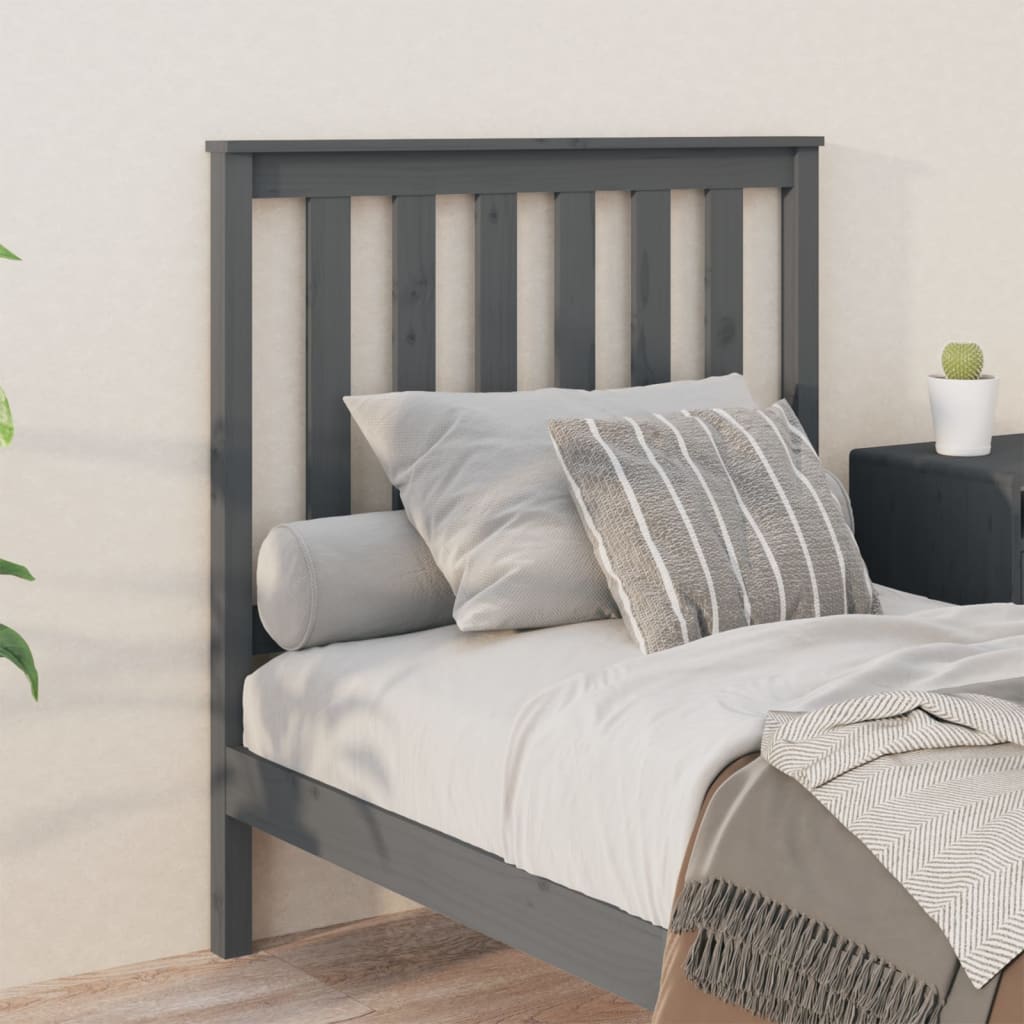 Solid Pine Grey Bed Headboard - 96x6x101 cm