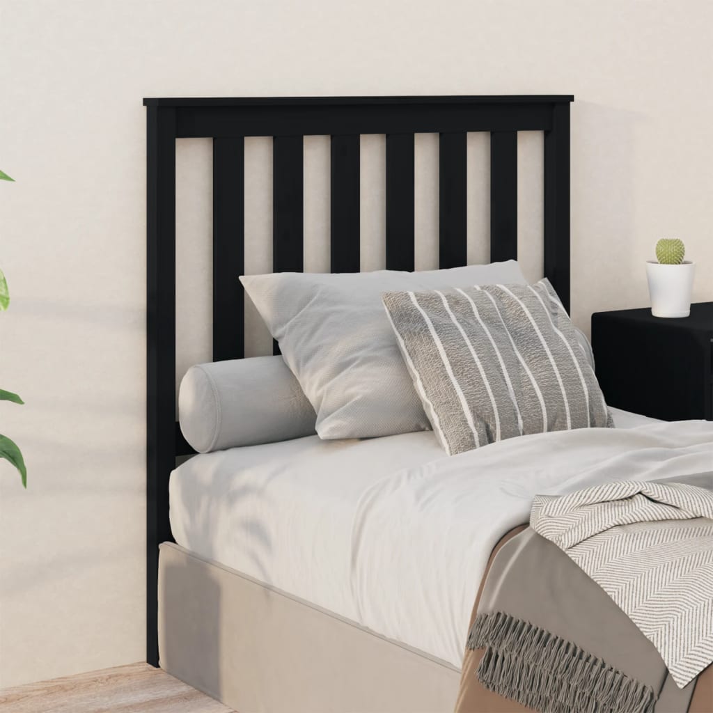 Solid Pine Wood Black Headboard 96x6x101 cm - Elegant Bedroom Decor