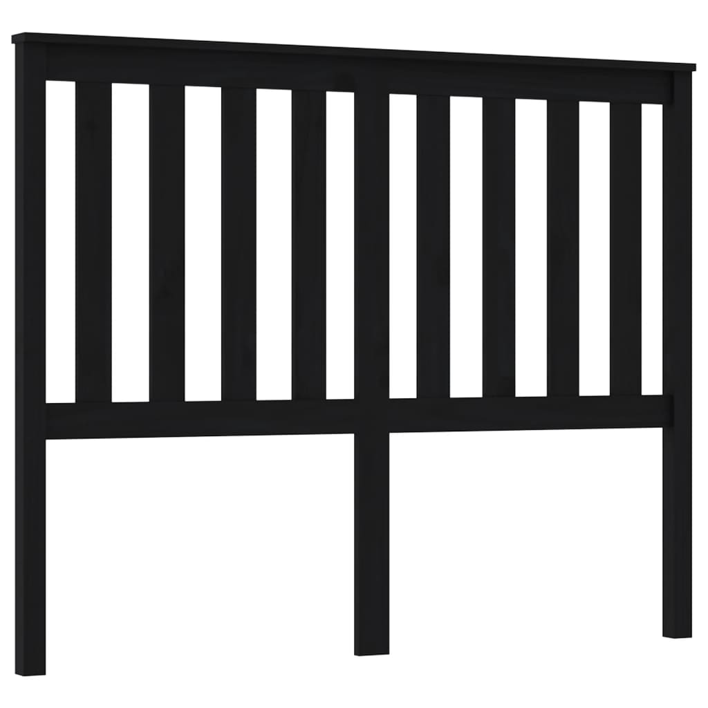Black Solid Wood Pine Bed Headboard, 126x6x101 cm