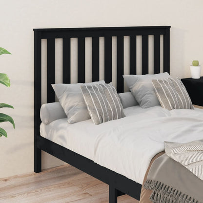 Black Solid Wood Pine Bed Headboard, 126x6x101 cm