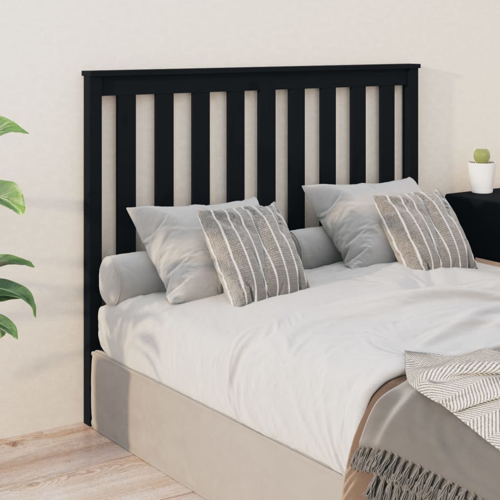 Black Solid Wood Pine Bed Headboard, 126x6x101 cm