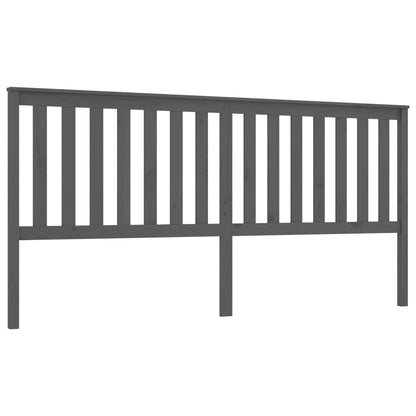 Solid Pine Wood Bed Headboard, Grey, 206x6x101 cm