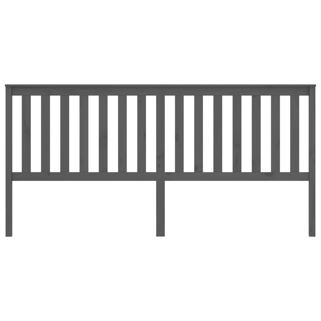 Solid Pine Wood Bed Headboard, Grey, 206x6x101 cm