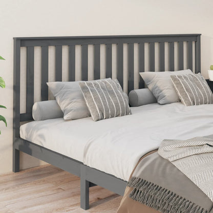 Solid Pine Wood Bed Headboard, Grey, 206x6x101 cm