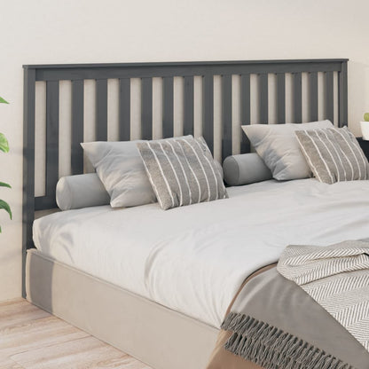 Solid Pine Wood Bed Headboard, Grey, 206x6x101 cm
