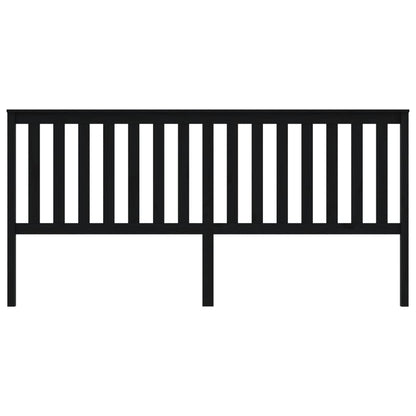Solid Pine Wood Black Bed Headboard, 206x6x101 cm