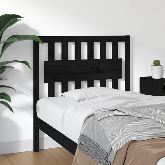 Solid Pine Bed Headboard in Black 95.5x4x100 cm | Elegant Wood Design
