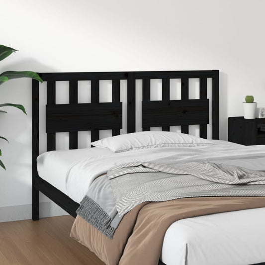 Solid Wood Pine Black Headboard 125.5x4x100 cm | Elegant Design