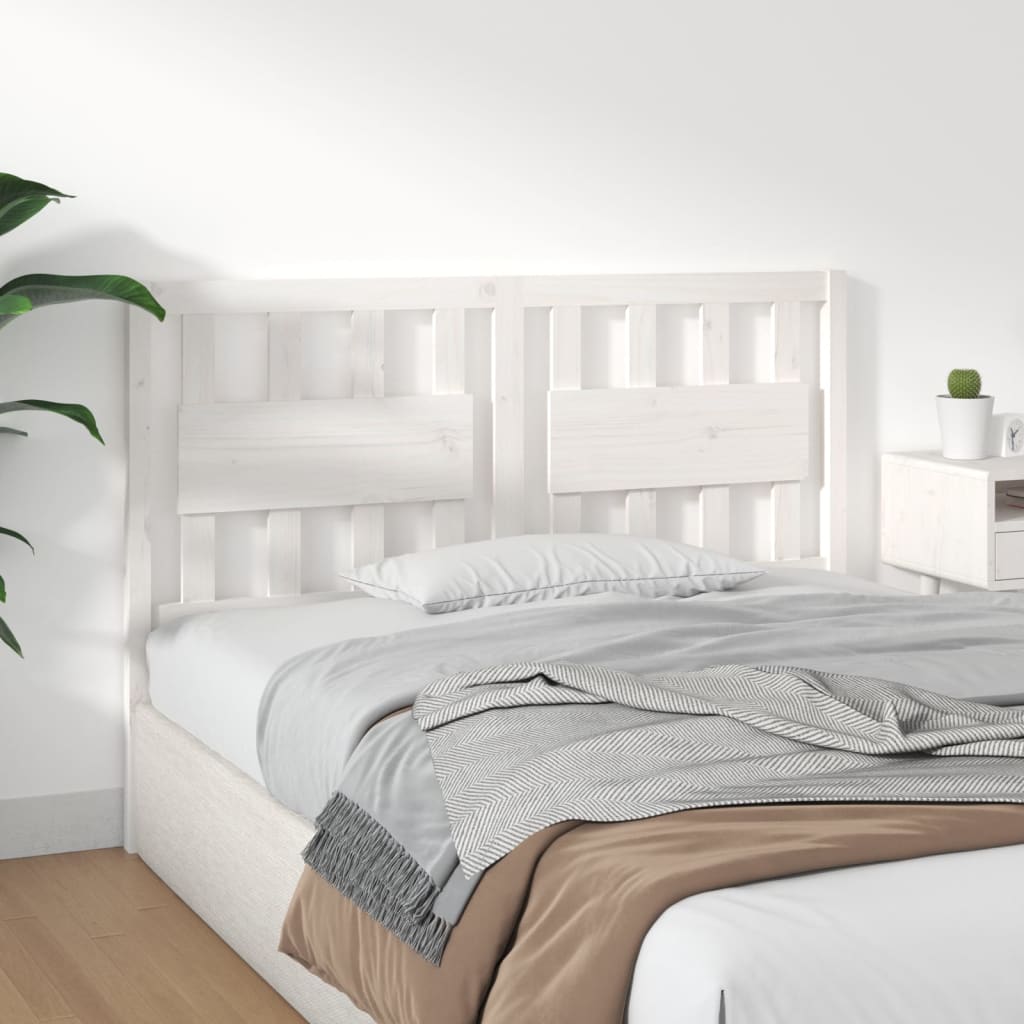 Solid Pine Wood White Bed Headboard - 145.5x4x100 cm