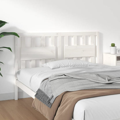Solid Pine Wood White Bed Headboard - 145.5x4x100 cm