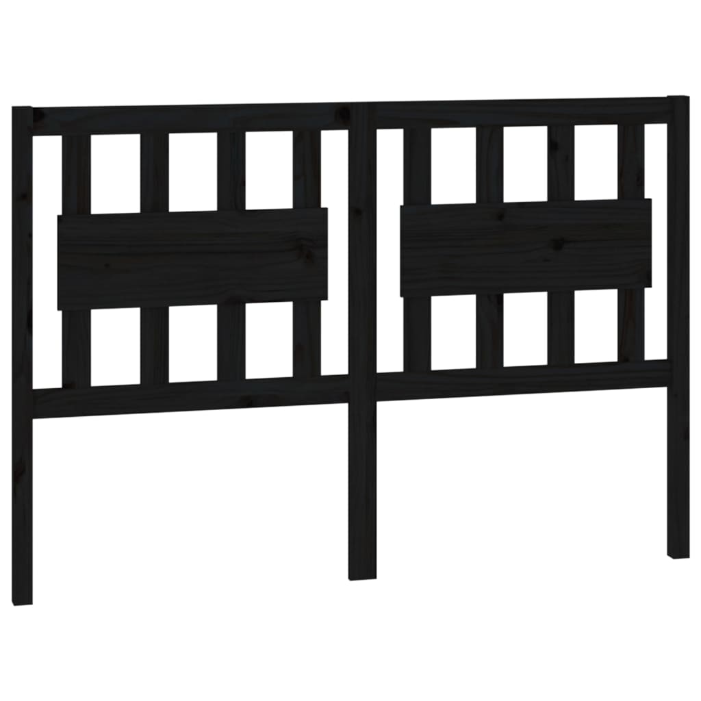 Bed Headboard Black 145.5x4x100 cm Solid Wood Pine