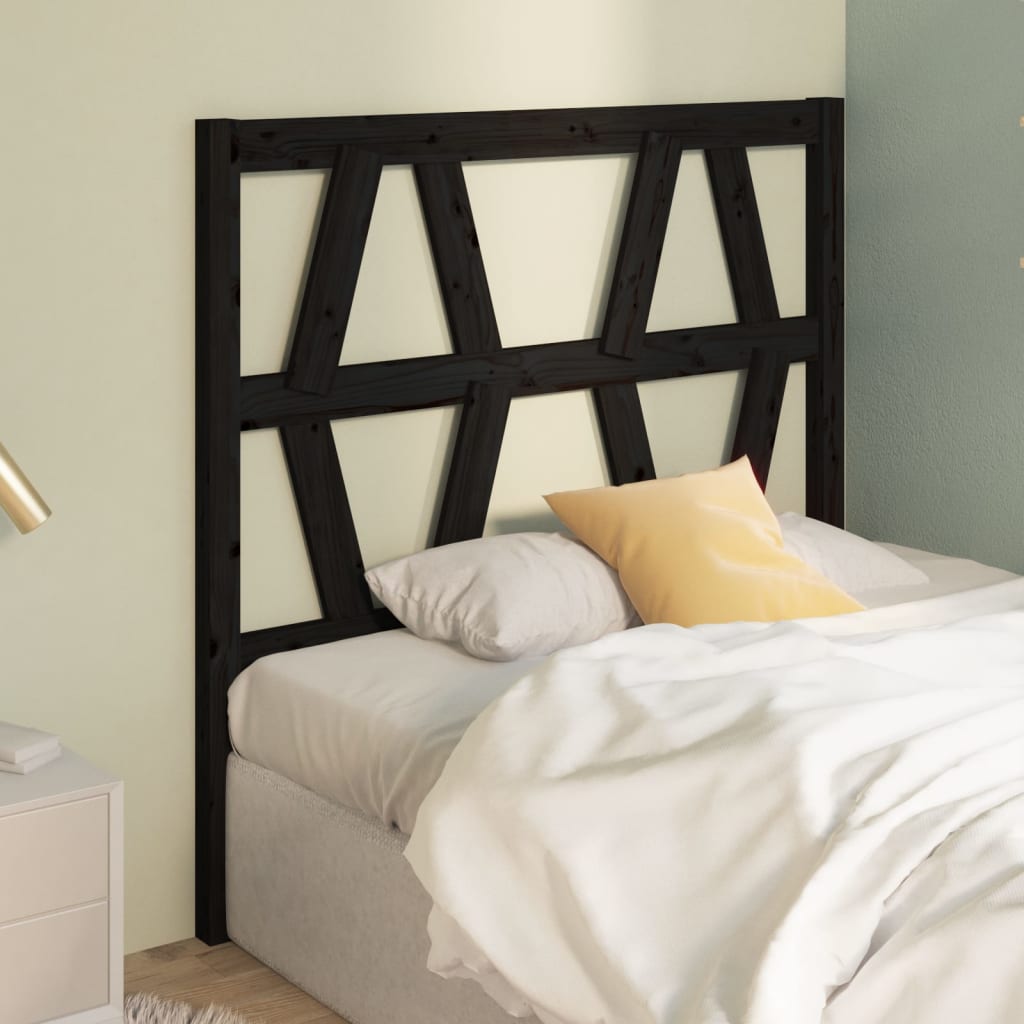 Solid Pine Wood Headboard - Black, 81x4x100 cm