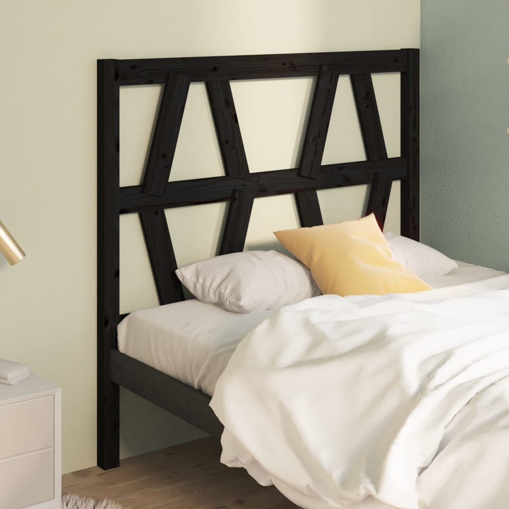 Solid Pine Wood Headboard - Black, 81x4x100 cm