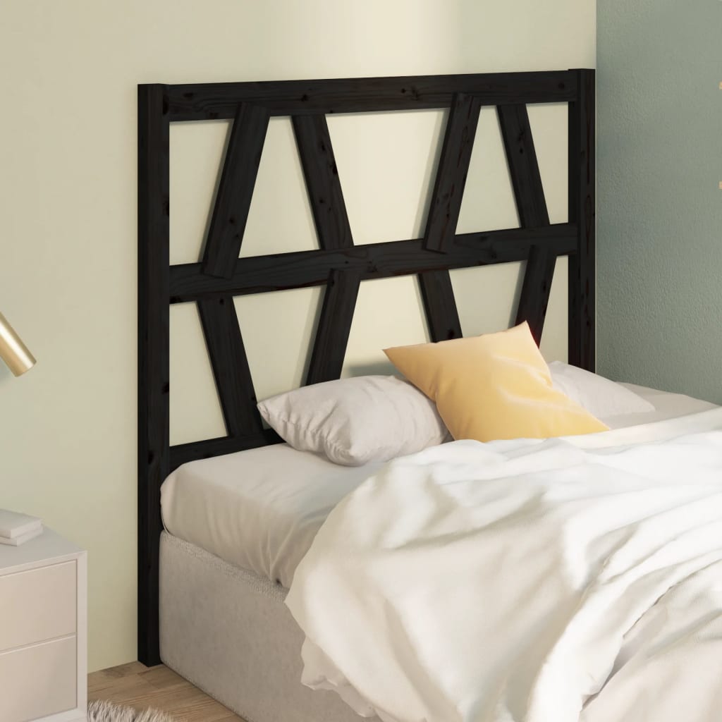 Solid Pine Wood Black Headboard 96x4x100 cm - Elegant and Sturdy