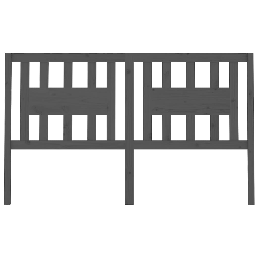 Solid Wood Grey Headboard 141x4x100 cm - Pine Finish