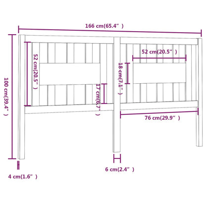 Solid Pine Wood Headboard 166x4x100 cm - Natural Finish