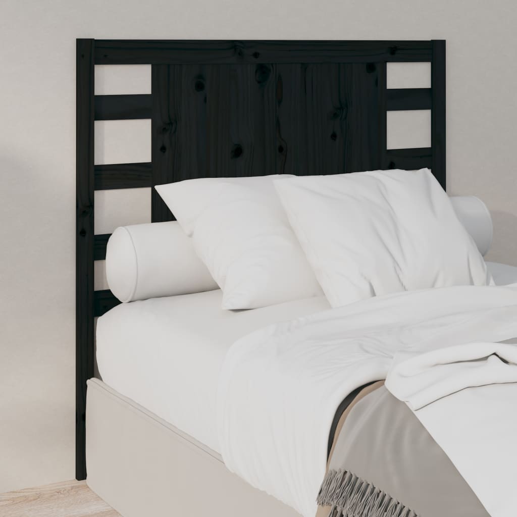Solid Pine Wood Headboard - Black, 96x4x100 cm