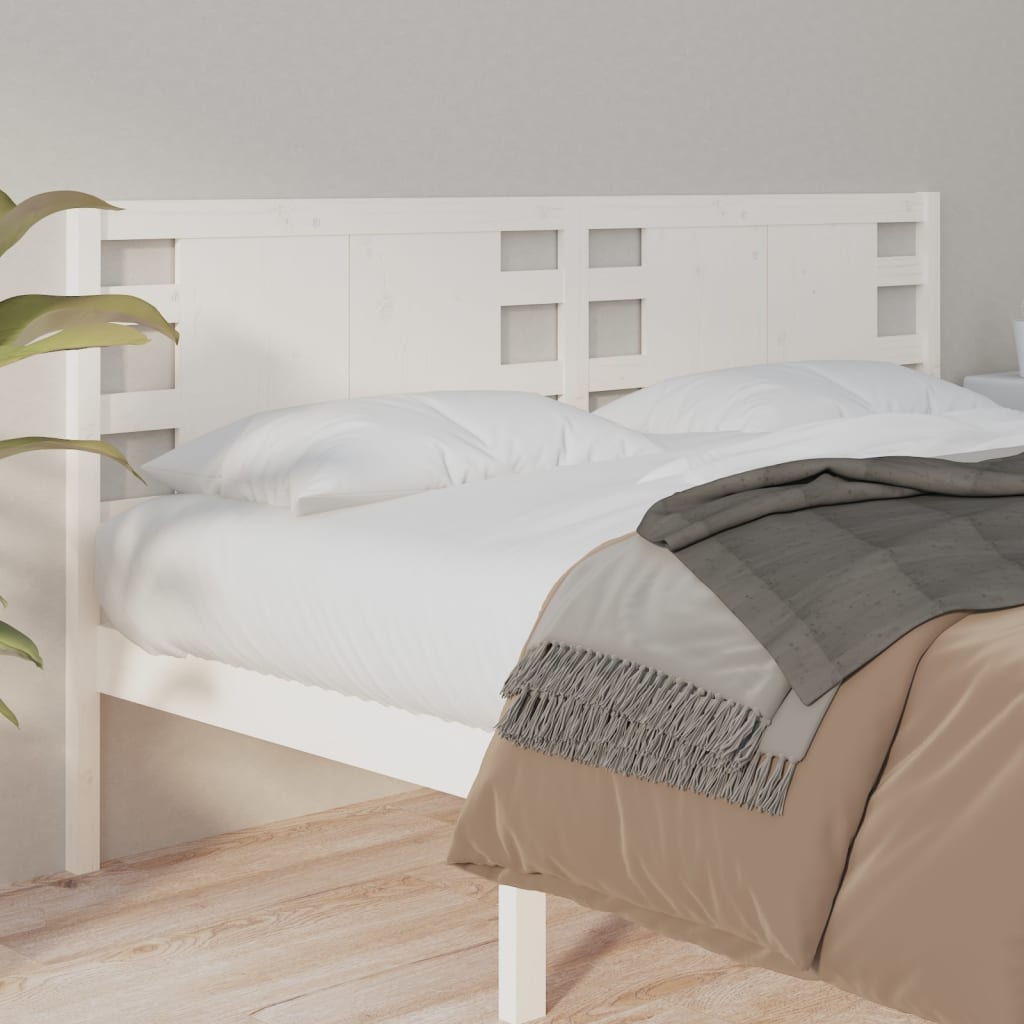 Solid Pine Wood Headboard in White - 126x4x100 cm
