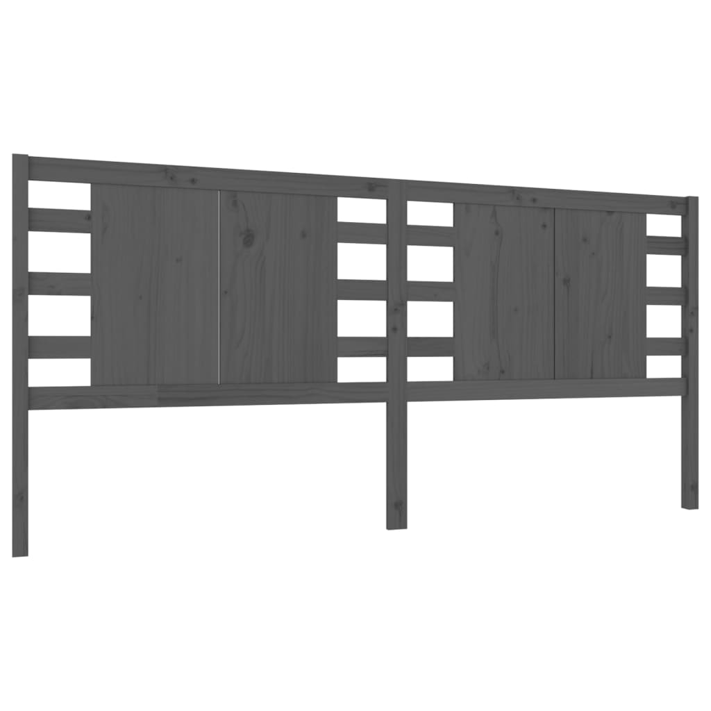 Solid Pine Wood Headboard - Grey, 146x4x100 cm
