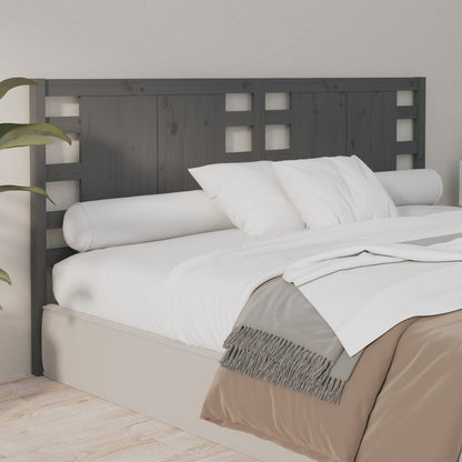 Solid Pine Wood Headboard - Grey, 146x4x100 cm