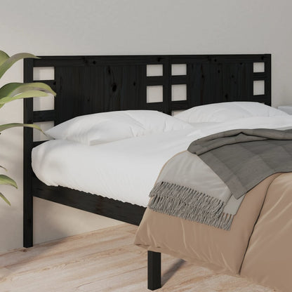 Black Solid Pine Wood Headboard - 146x4x100 cm