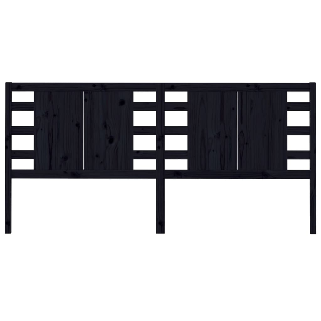 Solid Pine Wood Headboard, Black, 206x4x100 cm - Stylish & Durable