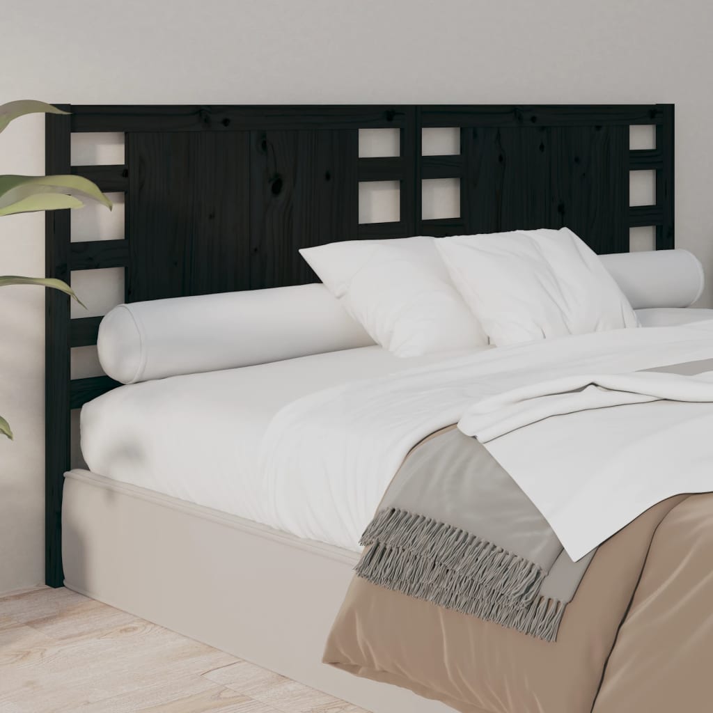 Solid Pine Wood Headboard, Black, 206x4x100 cm - Stylish & Durable