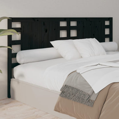Solid Pine Wood Headboard, Black, 206x4x100 cm - Stylish & Durable